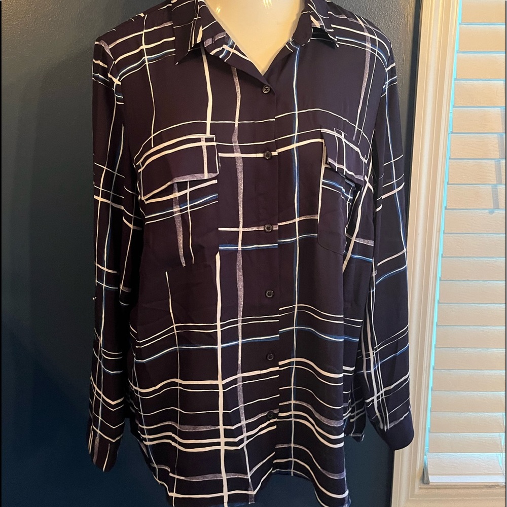 🧡Pretty Abstract Plaid Blouse🧡